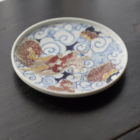 青花釉里紅雲龍紋皿 PF088