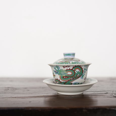 仿斗彩龍紋三才蓋碗 PH011