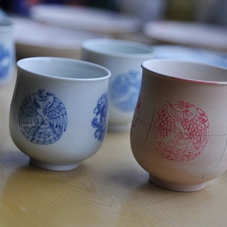 斗彩手描き茶杯 團龍團鳳 PC013