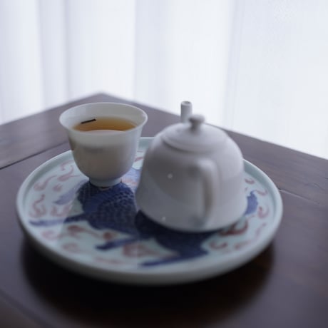 青花釉里紅麒麟紋皿 PF126