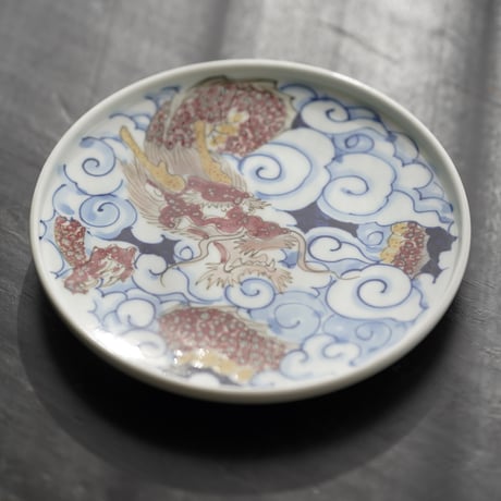 青花釉里紅雲龍紋皿 PF088