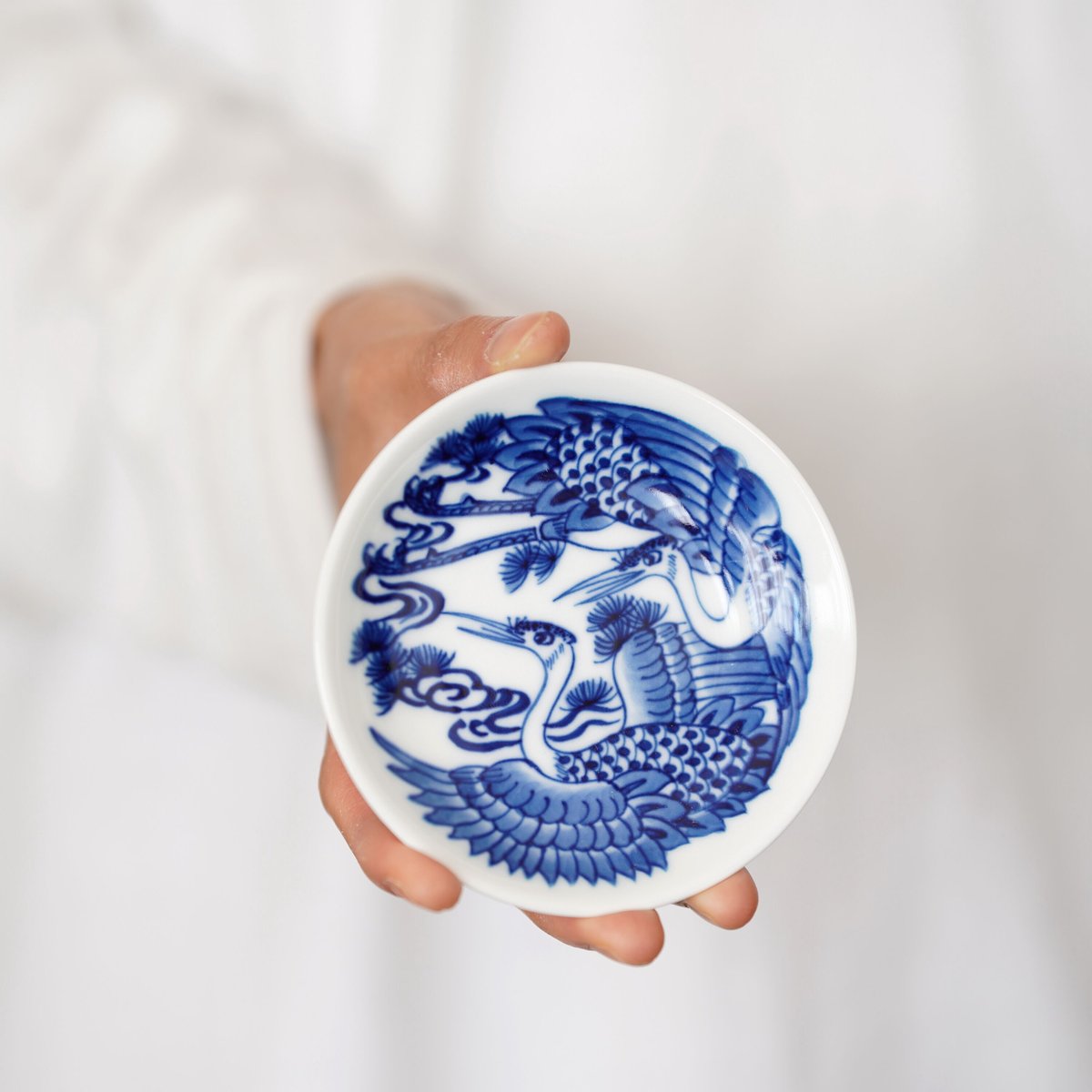 -34/z2　染付　捻り　小皿 手描き染付皿 PC034 | Looking For 物色