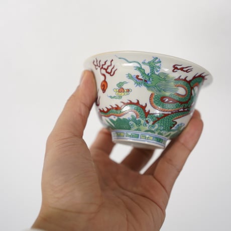 仿斗彩龍紋三才蓋碗 PH011