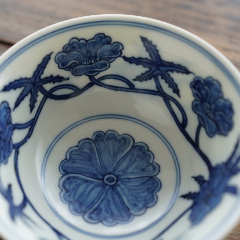 茶道具　陶佳造　染付　渦文　棗　共箱　V　8753 茶道具 陶佳造 染付 渦文 棗 共箱 V 8753 茶道具 陶佳