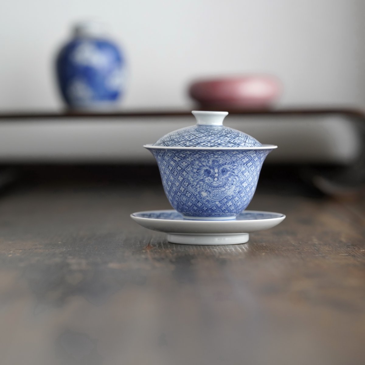 青花舞獅文三才蓋碗 PF261 | Looking For 物色