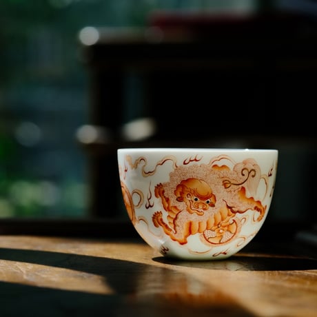 礬紅茶杯 獅子 PC103