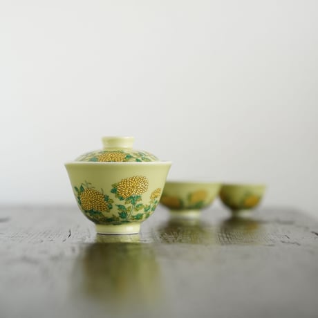 手描き蓋碗 菊 PC129