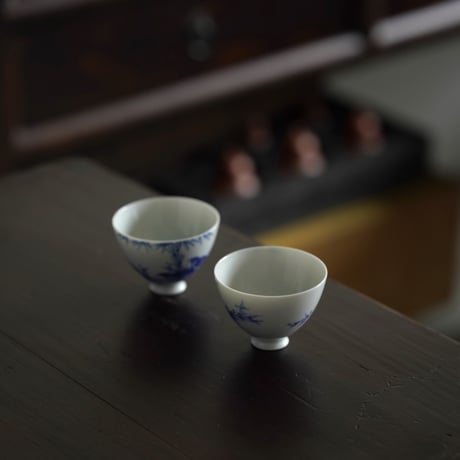 青花鵪鶉紋茶杯 PF179