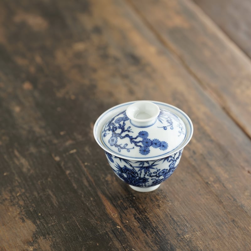 中国　青花　松竹梅文鉢　C　R7333 青花松竹梅二才蓋碗 PF239 | Looking For 物色