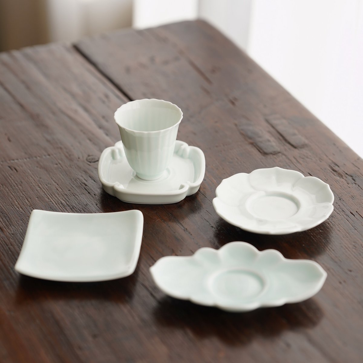青白磁の茶器 4個セット 青白磁茶托 PG018 | Looking For 物色