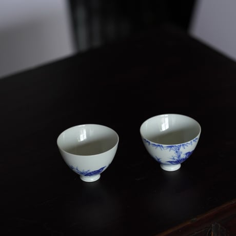 青花鵪鶉紋茶杯 PF179