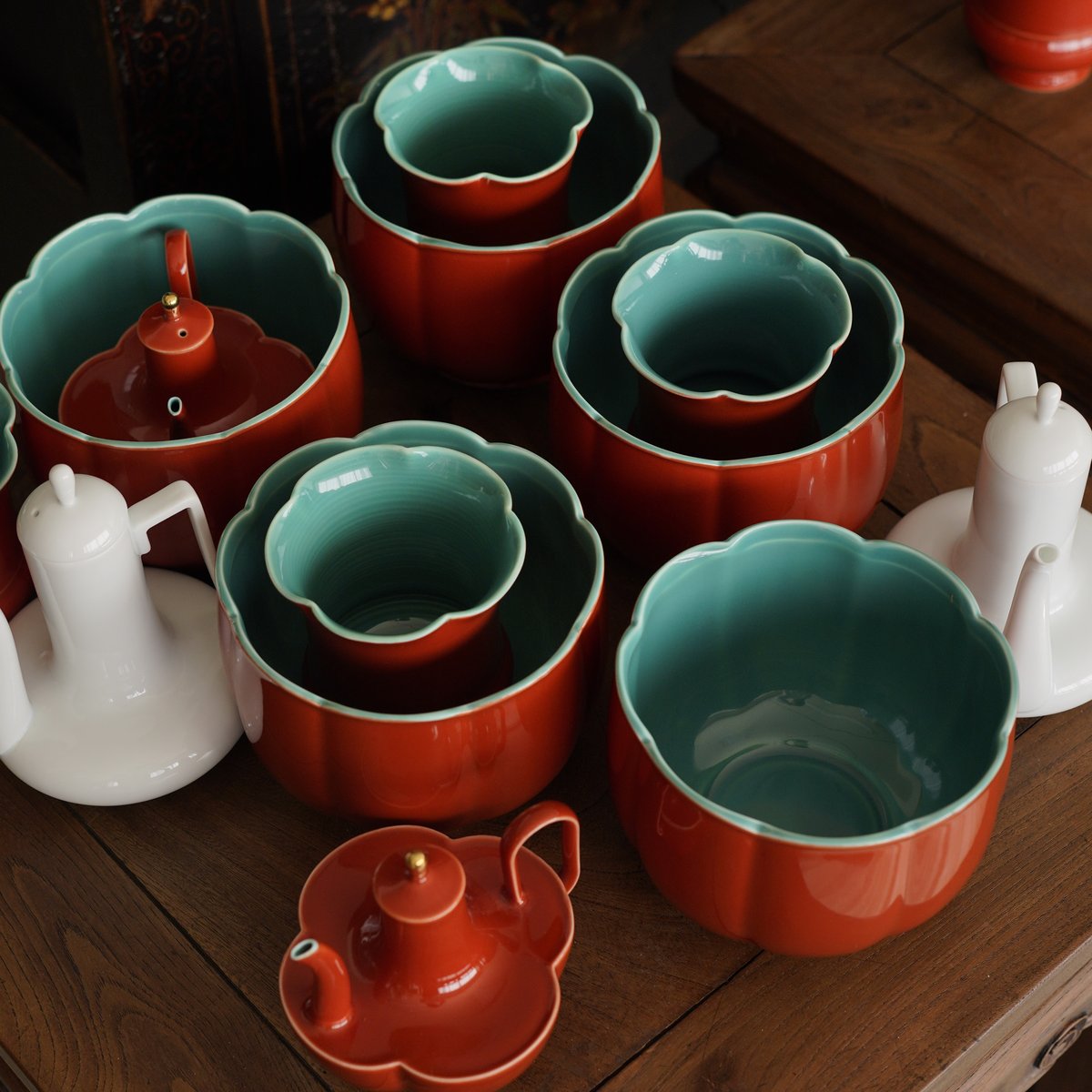 陶器製 健水 茶道具 朱釉建水 PB139 | Looking For 物色