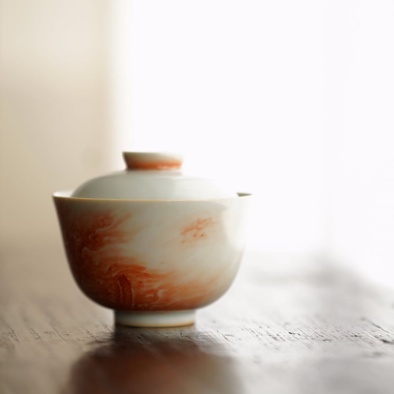 礬紅龍紋二才蓋碗 PA057 | Looking For 物色