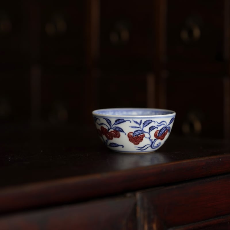 唐物 大清 光緒 青花釉里紅 喜上眉梢 盃 酒器 杯茶器 中国 陶磁器 茶道具 有田焼】釉裏紅朝顔紋花瓶 (初代真右衛門作)