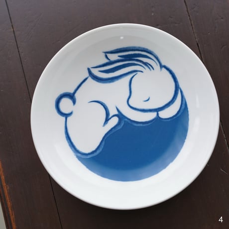 青花白兎お皿 PD026