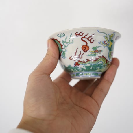 仿斗彩龍紋三才蓋碗 PH011