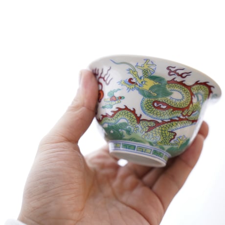 仿斗彩龍紋三才蓋碗 PH011