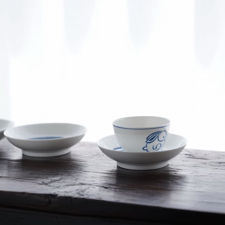青花白兎お皿 PD026