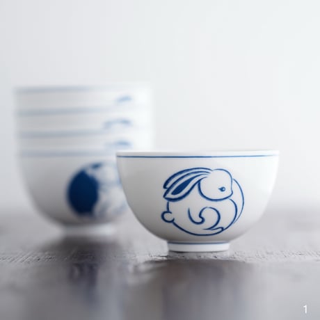 青花白兎碗 PD025