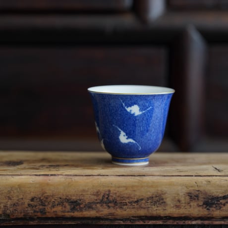洒藍蝙蝠紋茶杯 PY003