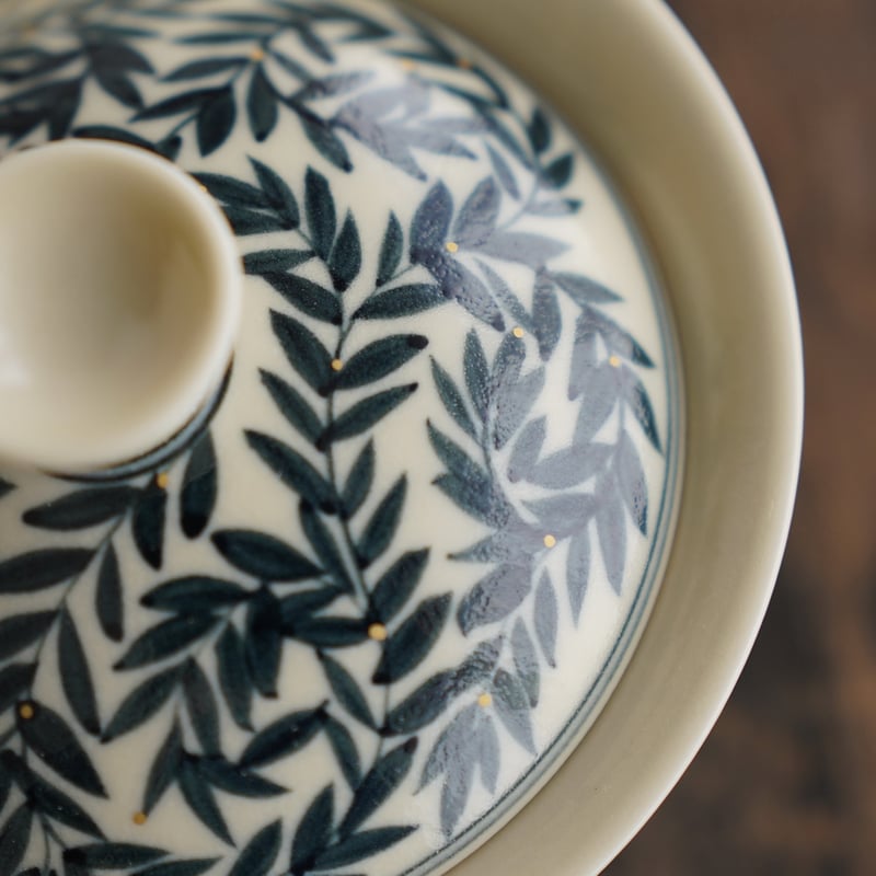 青花千葉文二才蓋碗 PE015 | Looking For 物色