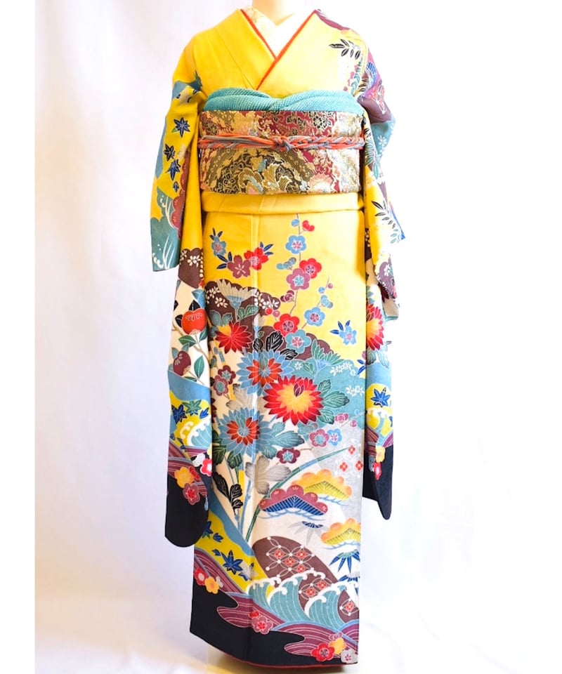 NO.103鮮やかな黄色の紅型振袖 | KARO KIMONO SALON