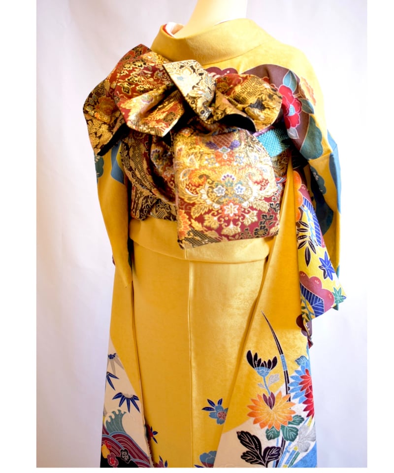 紅型振袖　黄色美品 千代田振袖館 那覇西町店の振袖 /黄色/古典/その他/ 19F12【紅型