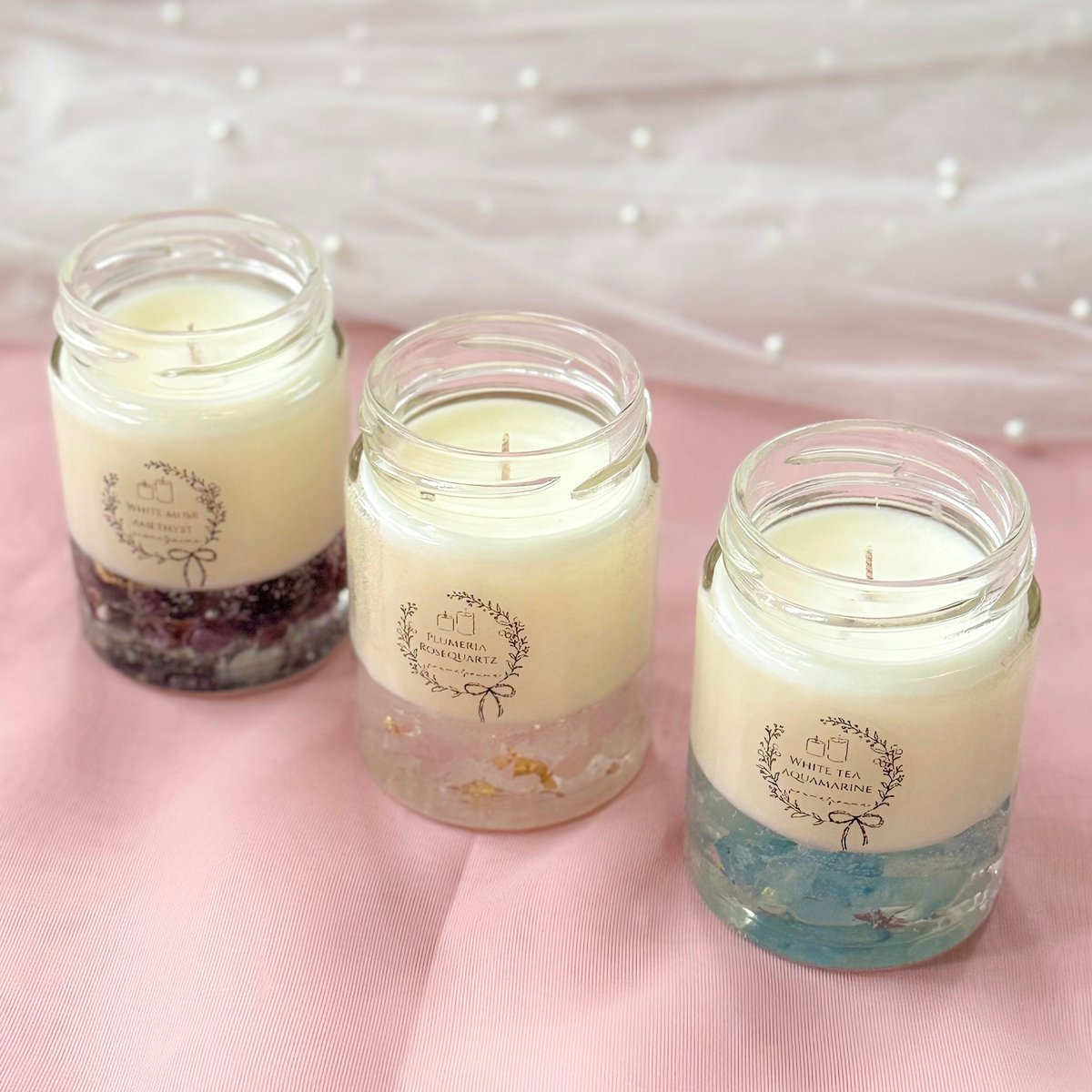 THÉ OSMANTHUS 香り付きキャンドル 85g 【未開封】 Gemstone Aroma Candle -天然石入りソイアロマキャンドル