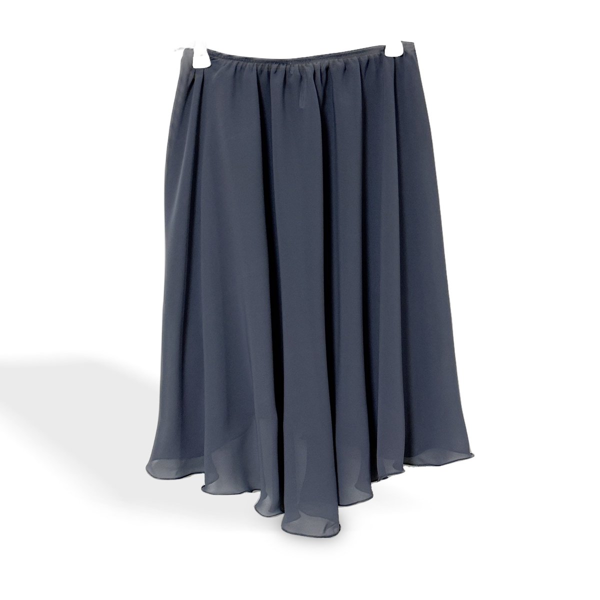 スカート Eleanor ette Navy プルオンラッフルスカート ロングフロント ジョーゼット ブルー