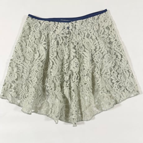 レースプルオンスカート　リボンモチーフ付き　ペールグリーン<30505>