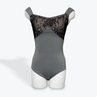 クラシックレース　ストラップレオタード　グレー<11032>