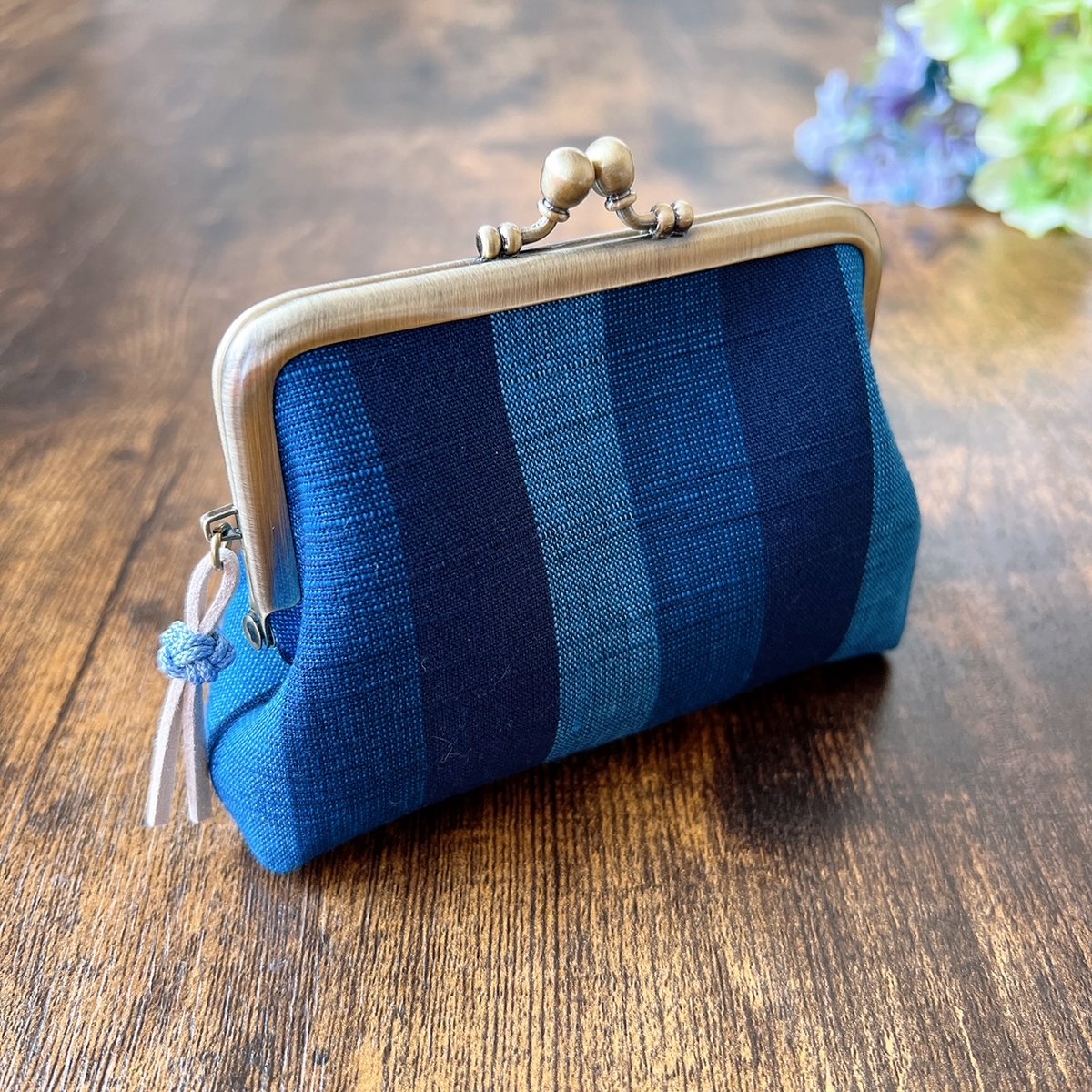 龍郷 大島紬 がま口長財布 ハンドメイド 大島紬の親子がま口 | Kimono