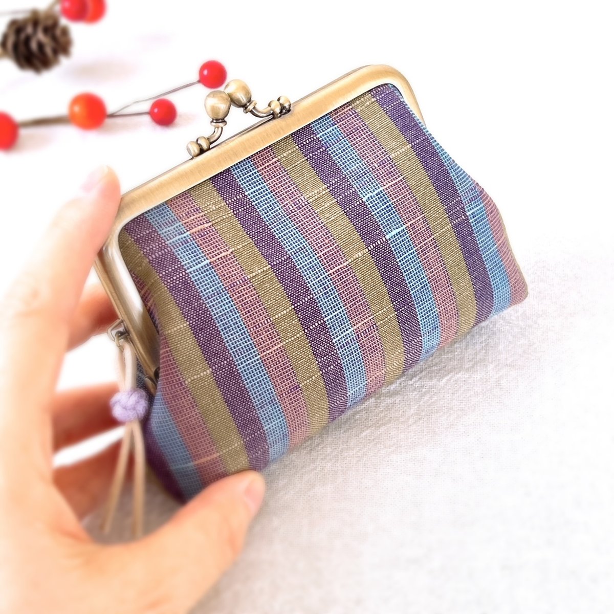 会津木綿＊がま口カード・小物入れ ミニ財布（限定柄） | Rui handmade