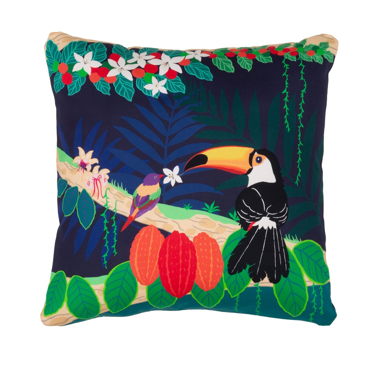 オオハシくんとカカオ・コーヒーの木 / クッションカバー | バード