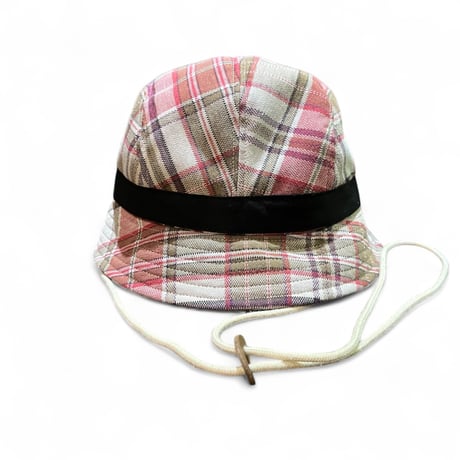 BURGUNDY CHECK PATTERN CUSTOM 4PANEL HAT