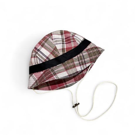 BURGUNDY CHECK PATTERN CUSTOM 4PANEL HAT