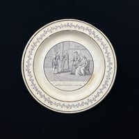 Montereau モントロー グリザイユ 人物画プレート「LE POUSSAIN PRESENTE A LOUIS  XIII」｜フランスアンティーク
