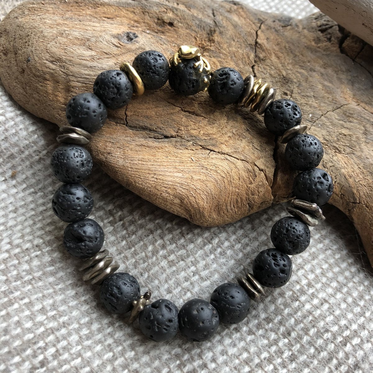 ラヴァストーンブレスレット ラヴァストーンとカエルのブレスレット・silver925 | orangemoon