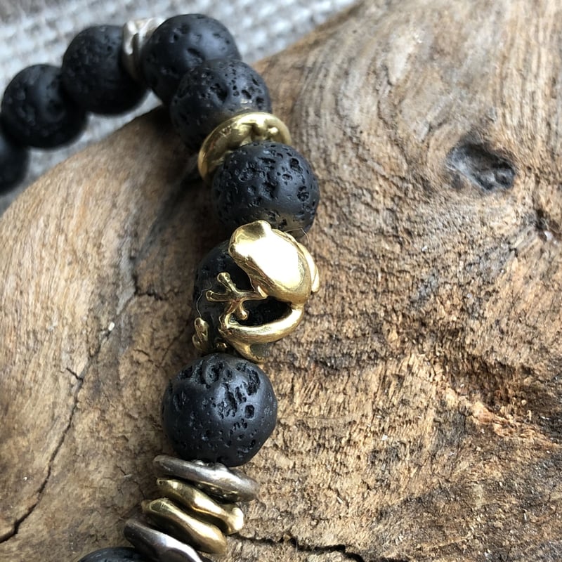 silver925 溶岩石 ブレスレット