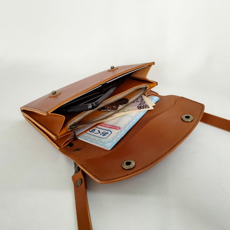 お財布ショルダーバッグ 少し大きめ ダブルホック | 革小物 ng