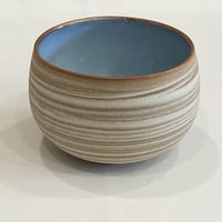 清水万佐年　練込汲出茶碗　ブルー