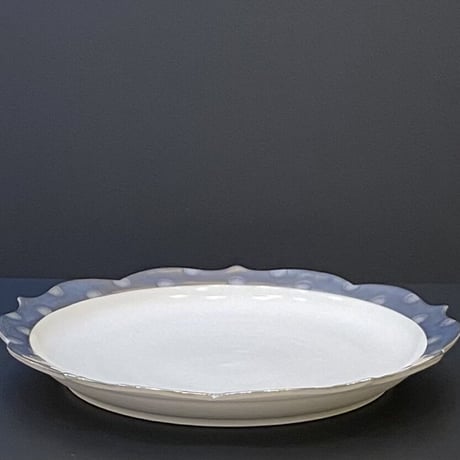 山口由次　彩華ケーキ皿　白金
