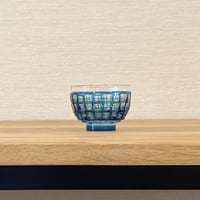 「切子」あじろ盃　ブルー