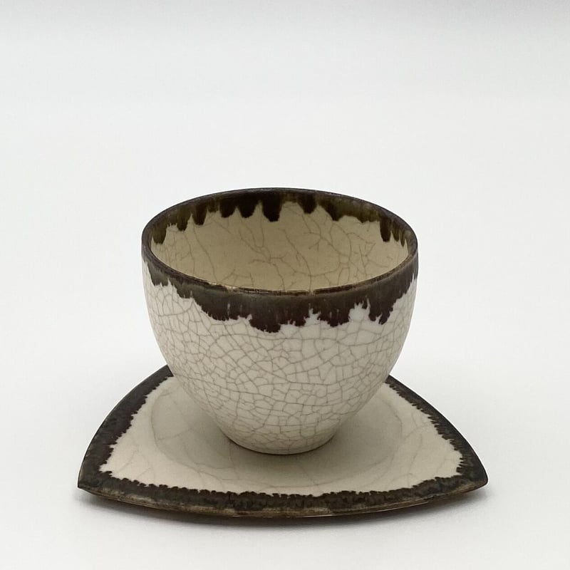 加藤輝雄 カフェオレボウル・三角プレートセット 白 | 久遠