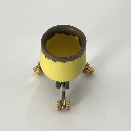 加藤輝雄　gearぐい呑　イエロー