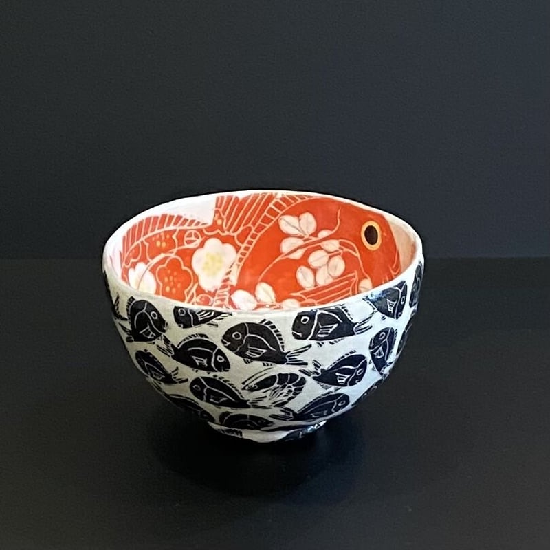 妻の作った　茶碗　ダイヤのキング　陶芸 道具 ] - 道具 益子焼 松原直之造 鉄砂絵茶碗（共箱） | ネット
