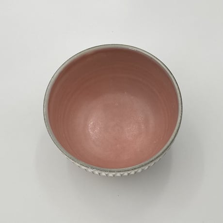 雅峰窯　鎬(しのぎ)鉢　ピンク