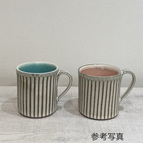 雅峰窯　鎬切立マグカップ　(トルコブルー/白)