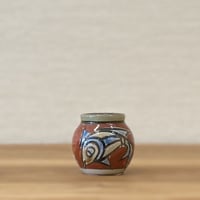 赤絵魚文小壷