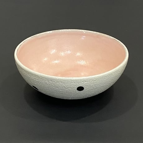 雅峰窯　ドット紋鉢　(内ピンク)